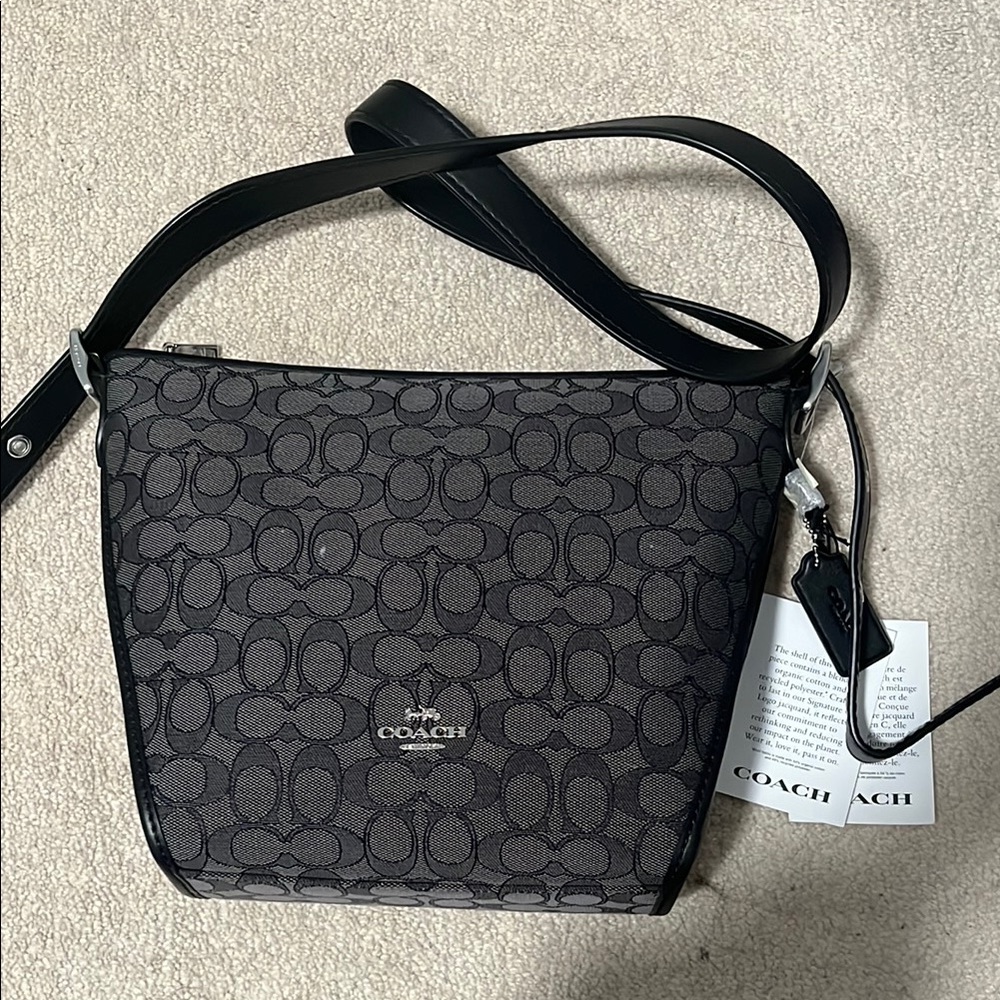 Coach Black and Gray Monogram Shoulder Bag